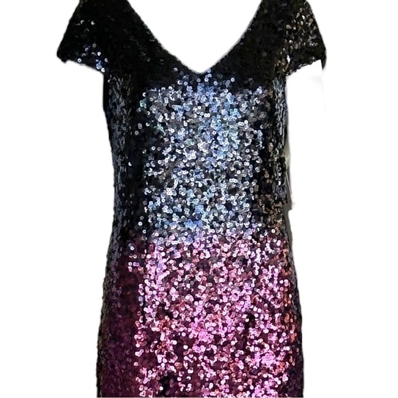 MARINA Sequin Embellished Ombré Flounce Hem Midi Dress size 8. - Picture 4 of 7